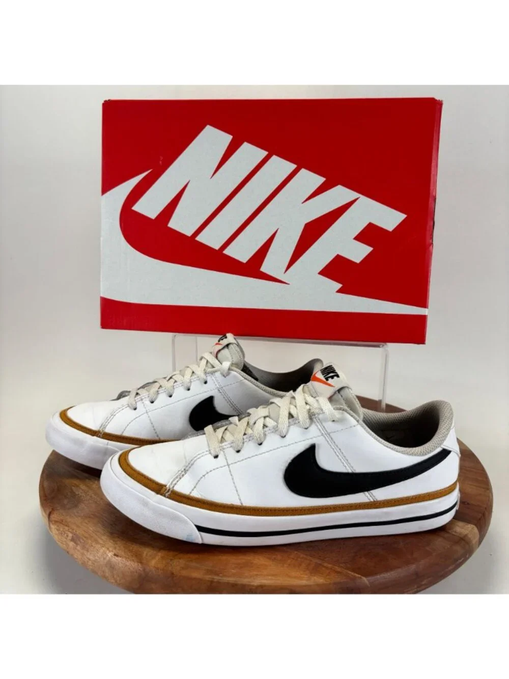 Nike Youth Size 6Y Court Legacy White/Desert Ochre/Black Casual Shoes DA5380-102